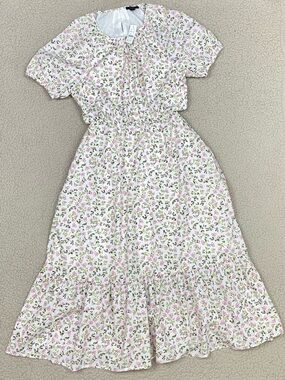 J. Crew Side-Cutout Cotton Poplin Short Sleeve Dress in Meadow Floral NWT Sz 10